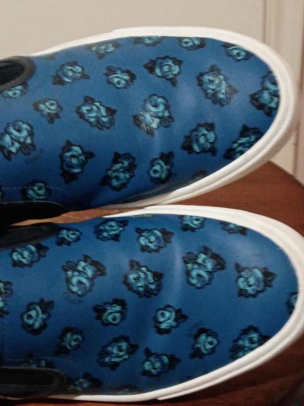 Coach Slip On Blue Black Monogram Sateen Black Low Sneakers Men's Size 11D - Picture 12 of 12